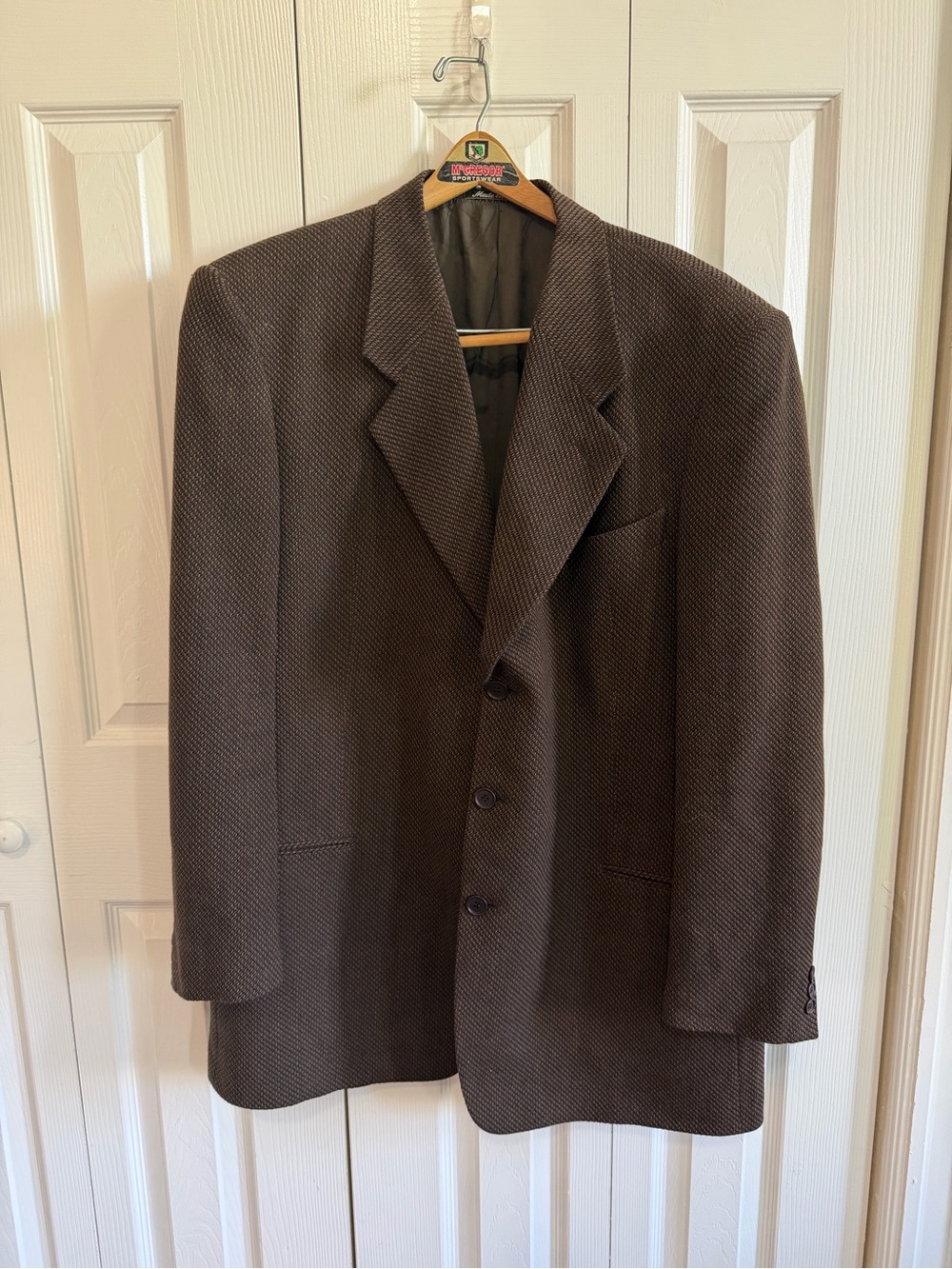 Giorgio Armani Wool Suit Jacket Brown Vintage Sz 46